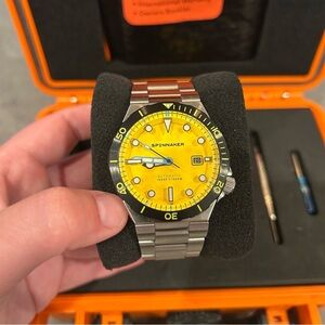 Spinnaker Boettger Automatic Limited Edition Dive Watch Yellow Dial 42mm